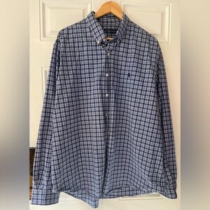 Ralph Lauren Men's XXL Plaid Blue Long Sleeve Shirt